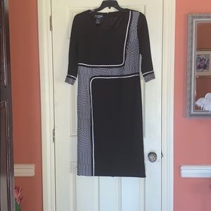 Terramina Black and White Knee Length Dress